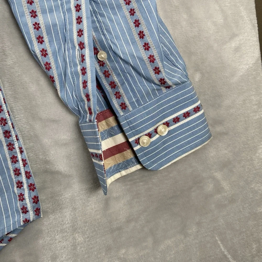 Robert Graham Shirt Mens Large Button Up Long Sleeve Flip Cuffs Striped Designer